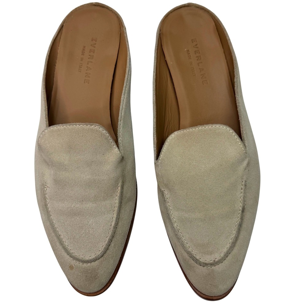 Everlane The Venetian Mule Womens 7.5 Tan Suede Leather Pointed Toe Flat Italy